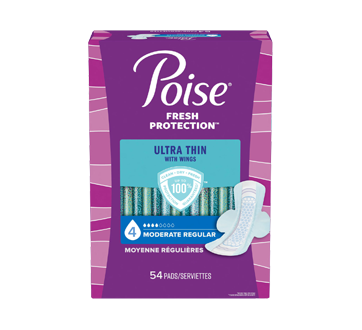 Ultra Thin Incontinence Pads with Wings Moderate Absorbency, 54 units