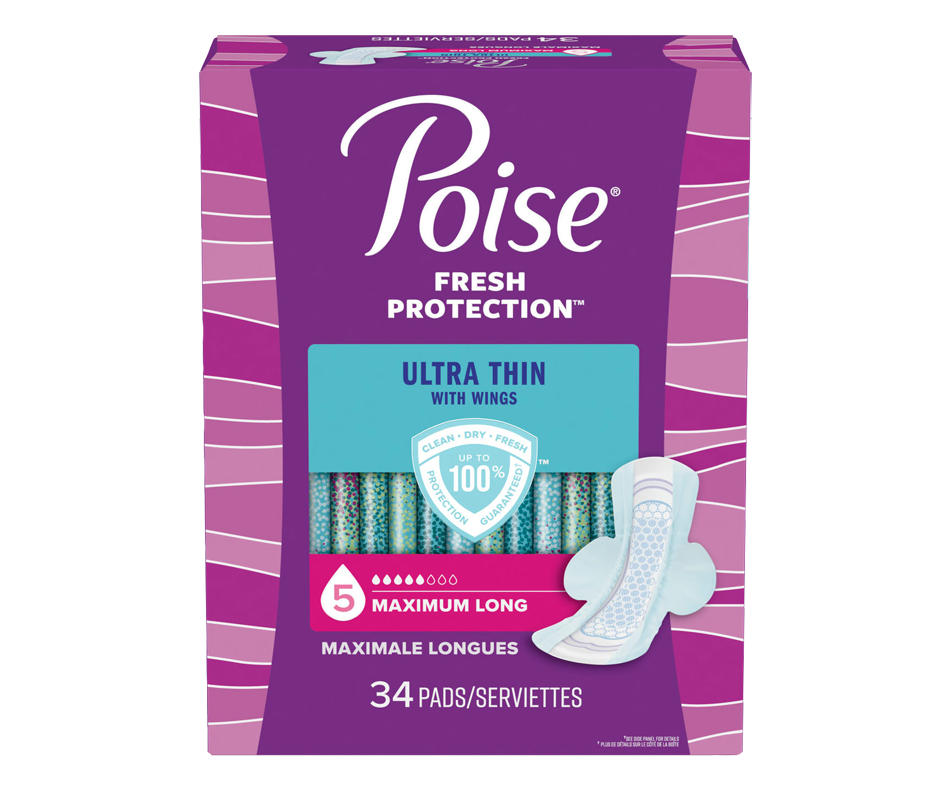 Ultra Thin Postpartum Incontinence Pads with Wings, Maximal Flow, Long