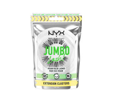 Jumbo Lash! Extension Clusters Vegan, Reusable False Lashes, 1 unit, Black