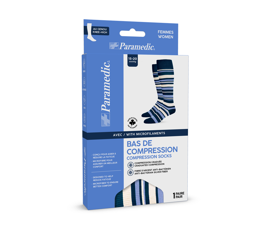 Women's Compression Socks, 1 unit, StripedMedium Paramedic Canada