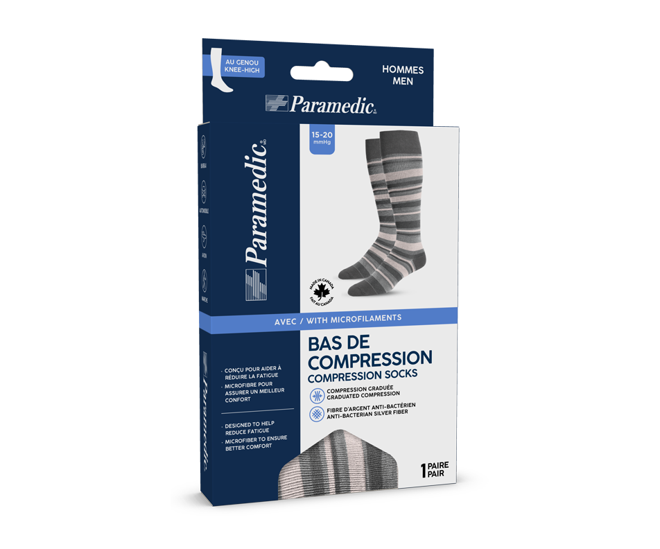 Men's Compression Socks, 1 unit, StripedMedium Paramedic Canada