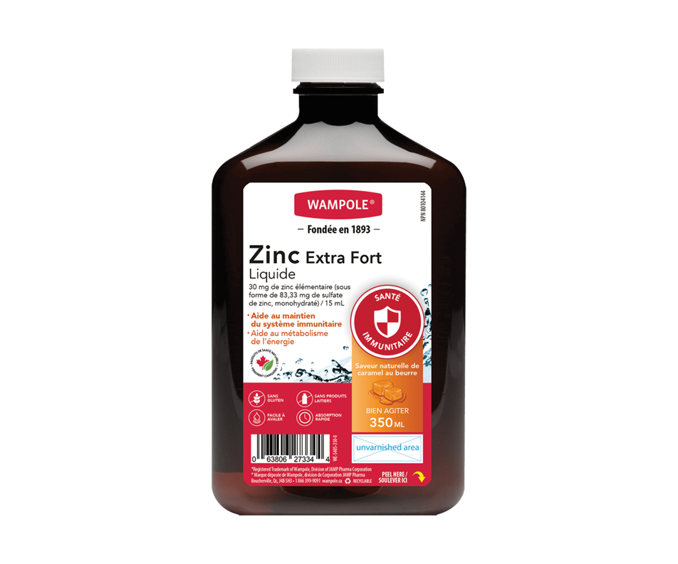 Zinc Extra Strength Liquid, 350 ml Wampole Manufactured in Quebec