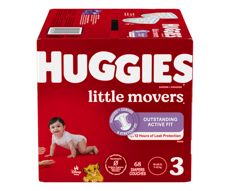 Little Movers Baby Diapers, Size 3, 68 units Huggies Diaper Jean