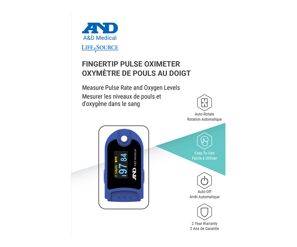 Pulse Oximeter UP200CN, 1 unit A&D Medical Diagnostic Device