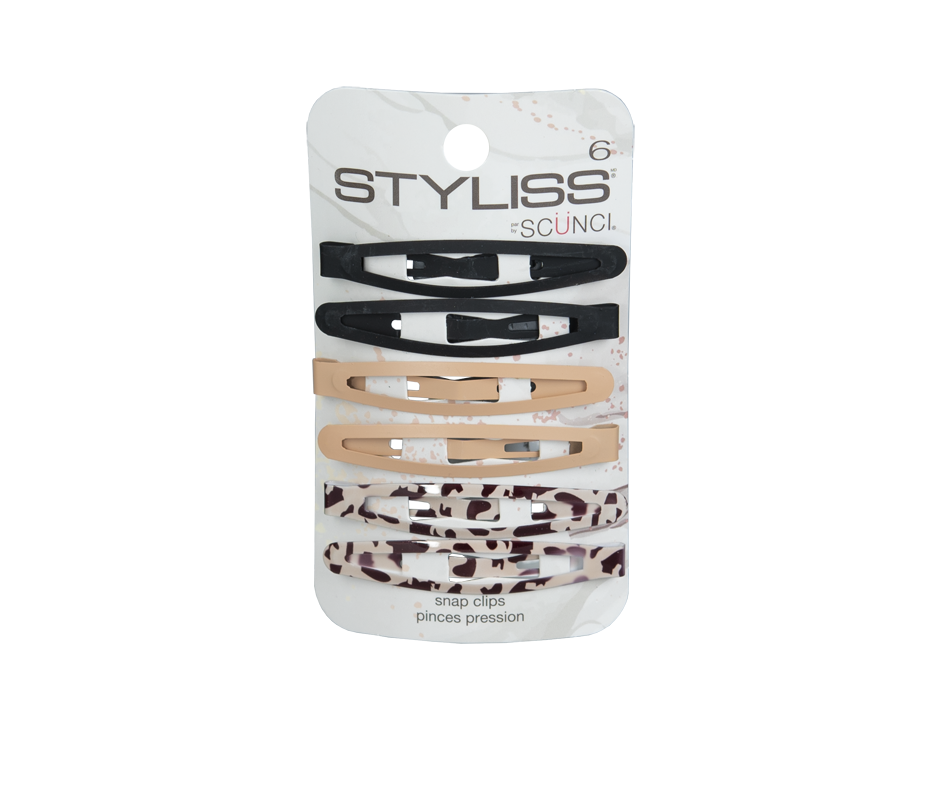 Snap Clips, 6 units Styliss by Scunci Elastic, barrette, clip or headband Jean Coutu