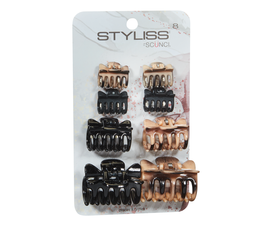 Claw clips, 8 units Styliss by Scunci Elastic, barrette, clip or headband Jean Coutu