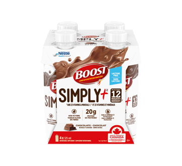 Image of product Nestlé - Boost Simply+ Nutrition Drink, 4 x 325 ml, Chocolate