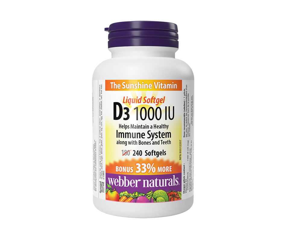 Vitamin D3 1000 IU, 240 units ber Naturals Energy Ampoules