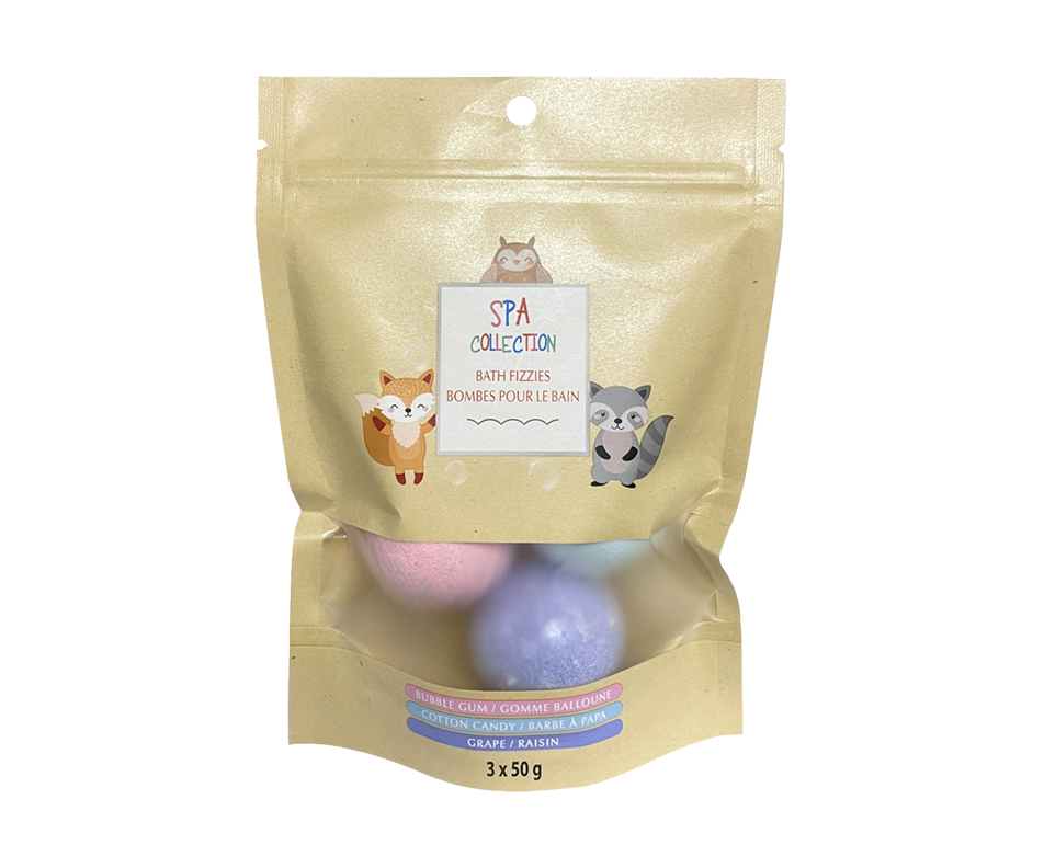 Bath Fizzies Trio, Bubble Gum, 3 x 50 g Spa Collection Essential Oils Jean Coutu