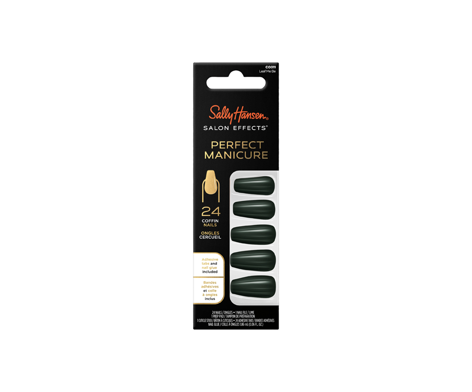 Salon Effects Perfect Manicure PressOn Nails Coffin, Leaf Me Be CO311