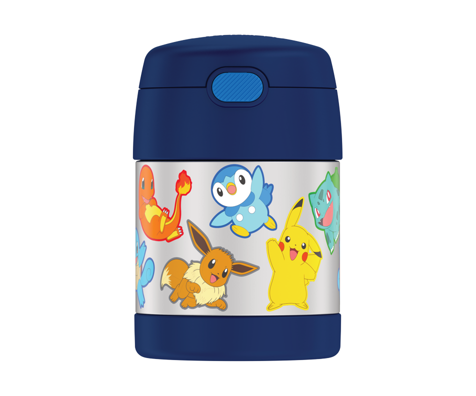 FUNtainer Food Jar with Push Button Lid and Spoon, Pokemon, 290 ml