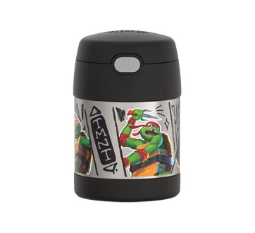FUNtainer Food Jar with Push Button Lid and Spoon, Teenage Mutant Ninja Turtles, 290 ml
