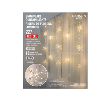 Image of product Danson Decor - 13 Snowflake Curtain with 227 LED Microdot Lights, Warm White, 1 unit