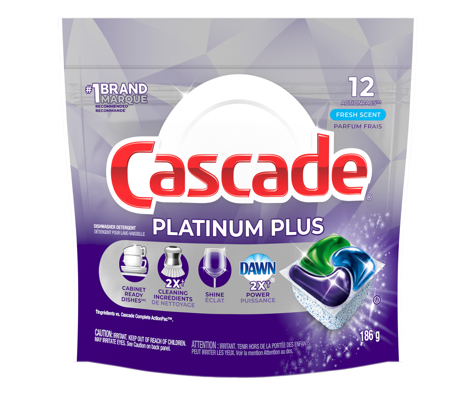 Cascade Platinum Plus ActionPacs Dishwasher Detergent Pods, 12 units
