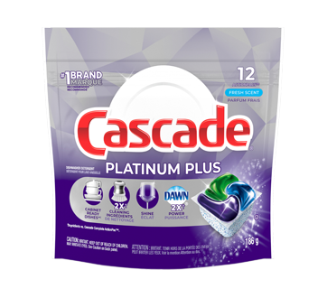Image of product Cascade - Cascade Platinum Plus ActionPacs Dishwasher Detergent Pods, 12 units