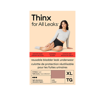 Leaks Light Absorbency Hi-Waist Bladder Leak Underwear, 1 unit, XL – Thinx  : Incontinence