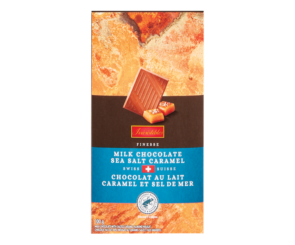 Swiss Milk Chocolate Bar, Caramel & Sea Salt, 100 g Irresistibles