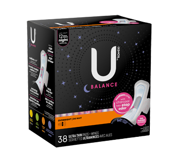 Balance Ultra Thin Overnight Pads with Wings, 38 units – U by Kotex : Pads  and cup