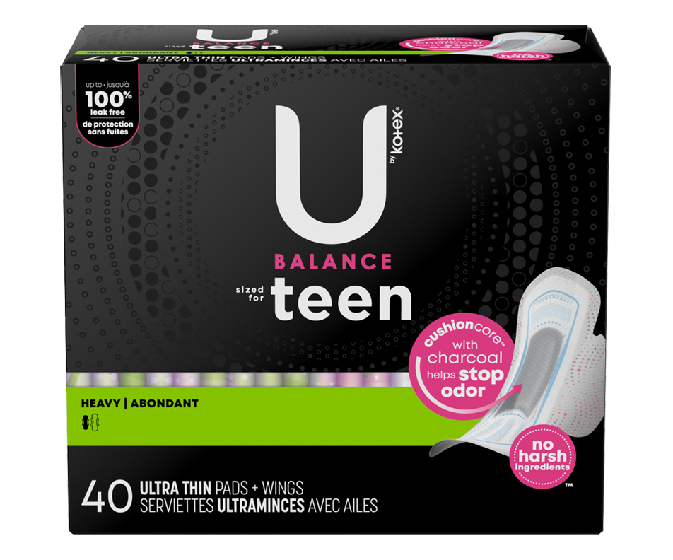Balance Ultra Thin Overnight Pads with Wings Sized for Teens, Extra