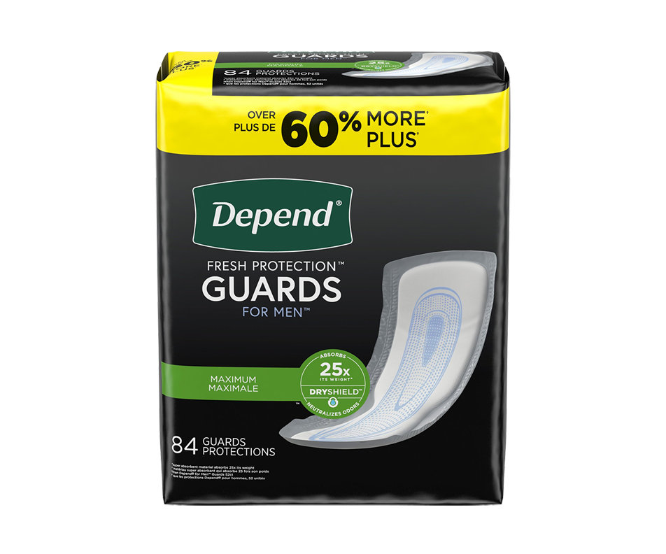 Incontinence Pads for Men, Maximum Absorbency, 84 units Depend