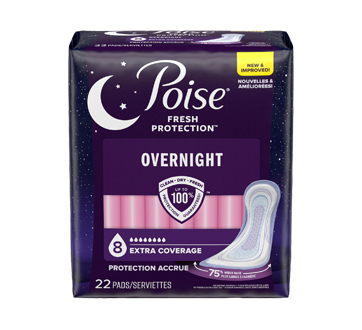 Incontinence Pads & Postpartum Incontinence Pads, 22 units, Overnight Absorbency, Extra-Coverage Length