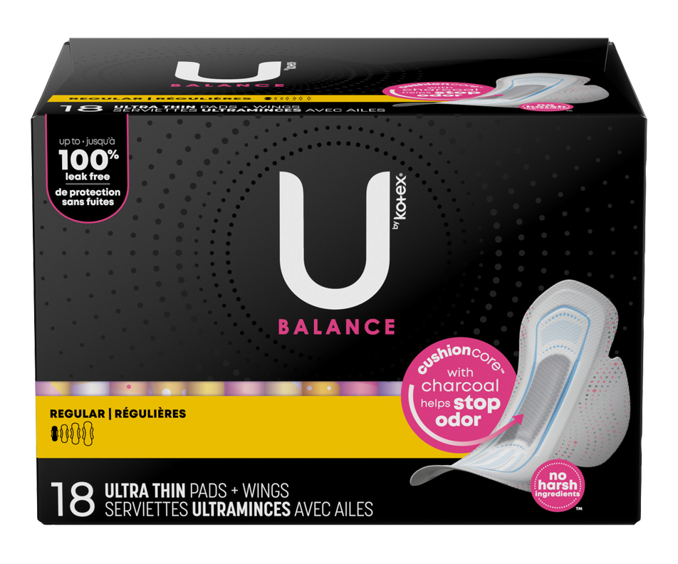 Balance Ultra Thin Pads with Wings, Regular Flow, 18 units U by Kotex