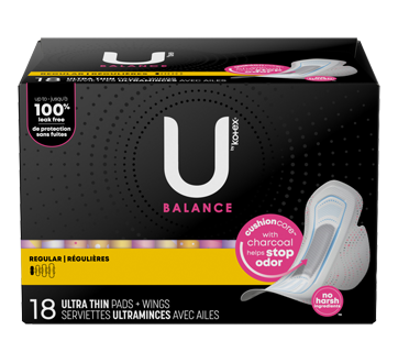 Balance Ultra Thin Pads with Wings, Regular Flow, 18 units – U by Kotex :  Pads and cup