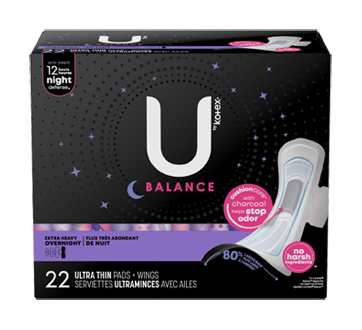 Balance Ultra Thin Overnight Pads with Wings, Extra Heavy Flow, 22 units
