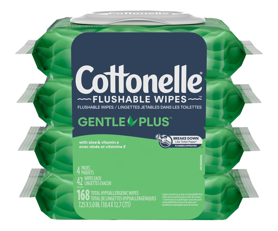 GentlePlus Flushable Wet Wipes with Aloe & Vitamin E, 168 units