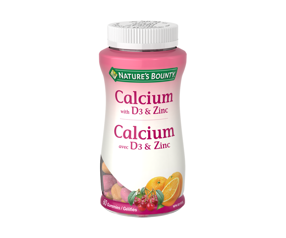 Calcium with Vitamin D3 & Zinc Gummies, Cherry & Orange, 60 units