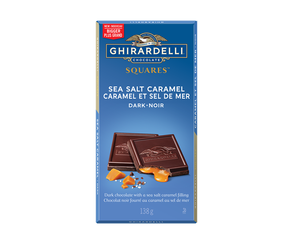 Dark Chocolate Bar, 138 g, Caramel Sea Salt Ghirardelli Regular