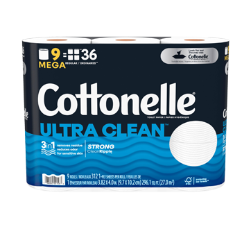 Image of product Cottonelle - Ultra Clean Strong Toilet Paper, 9 units