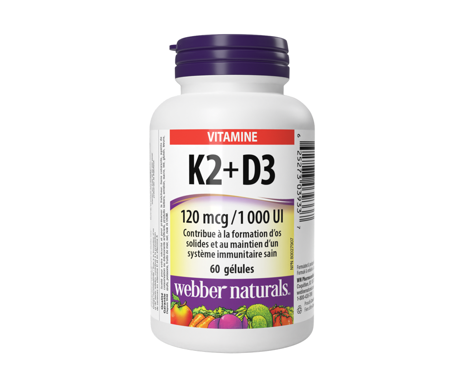 Vitamin K2+D3 120 mcg/1000 IU, 60 units ber Naturals Wellness