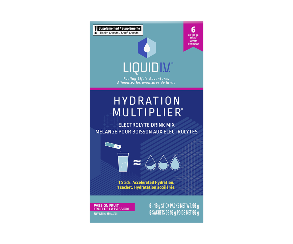 Hydration Multiplier Electrolyte Drink Mix, Passion Fruit, 6 x 16 g Liquid I.V. Electrolytes