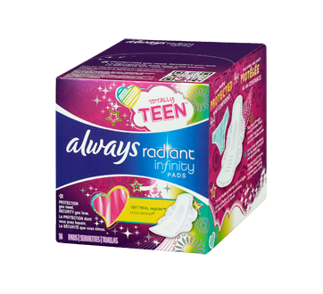 Radiant Teen Regular Pads with Wings, 14 units, Scented