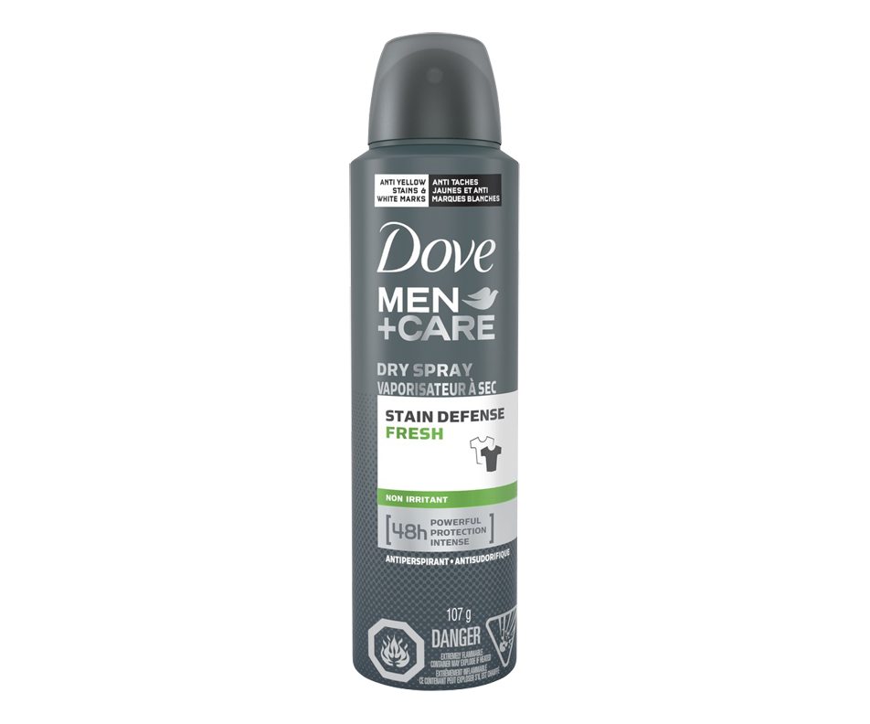 Stain Defense Fresh Dry Spray Antiperspirant, 107 g Dove Men + Care
