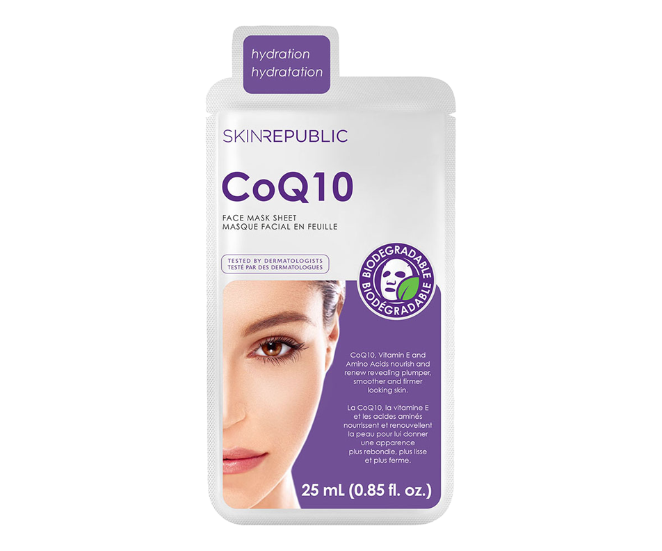 CoQ10 Face Mask Sheet, Hydration, 25 ml Skin Republic Mask Jean Coutu