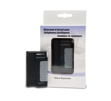 Image 2 of product Alco Prévention Canada - i Alco Supreme Breathalyzer for Smartphones, 1 unit, Black - Blue - Pink