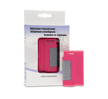 Image 3 of product Alco Prévention Canada - i Alco Supreme Breathalyzer for Smartphones, 1 unit, Black - Blue - Pink