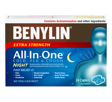 Image 1 of product Benylin - Benylin All-In-One Cold and Flu Night Extra Strength, 24 units