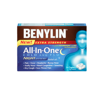 Image 3 of product Benylin - Benylin All-In-One Cold and Flu Night Extra Strength, 24 units