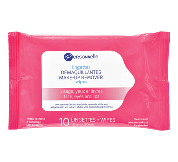 Make-Up Remover Wipes Face, Eyes & Lips, 10 units