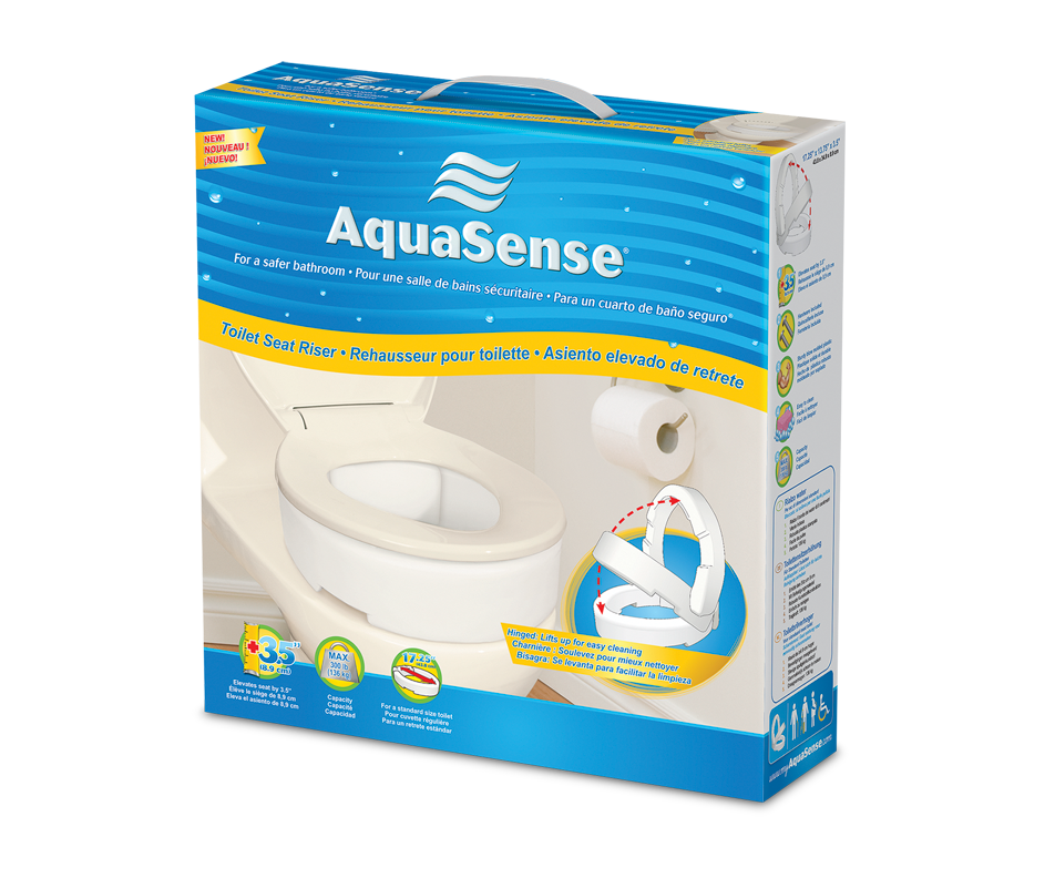 Toilet Seat Riser with Hinge, for Regular Toilet AquaSense Wellness