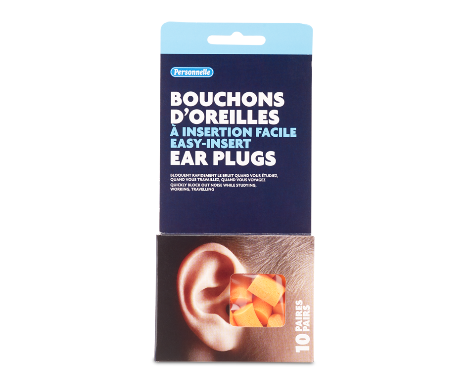 EasyInsert Ear Plugs, 10 pairs Personnelle Wipes, Ear Plugs and