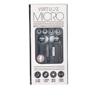 Micro Metal Earbuds with Microphone, 1 unit, Black