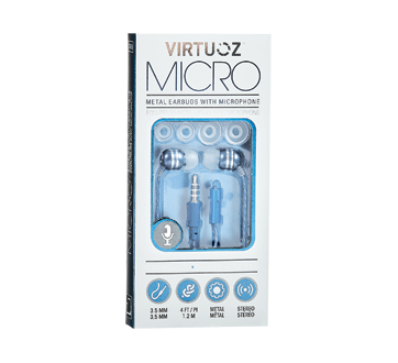 Metal Earbuds with Microphone, 1 unit, Blue