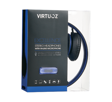 Stereo Headphones with In-Line Microphone, 1 unit, Blue
