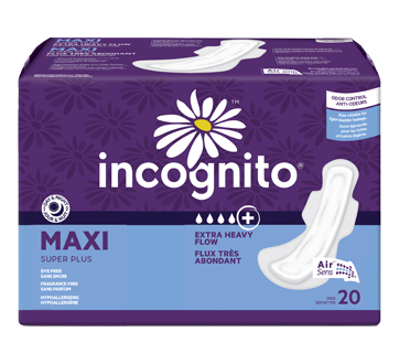 Maxi Super Plus Sanitary Pads with Wings, 20 units, Extra Heavy Flow