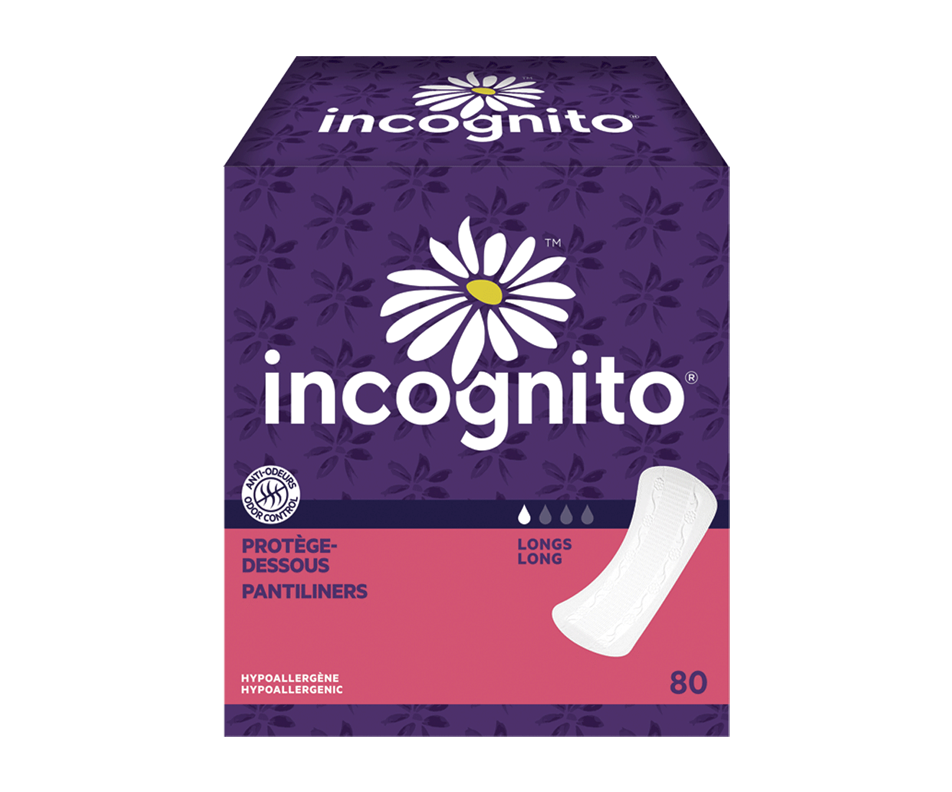 Liners, 80 units, Long Incognito Pantiliner Jean Coutu