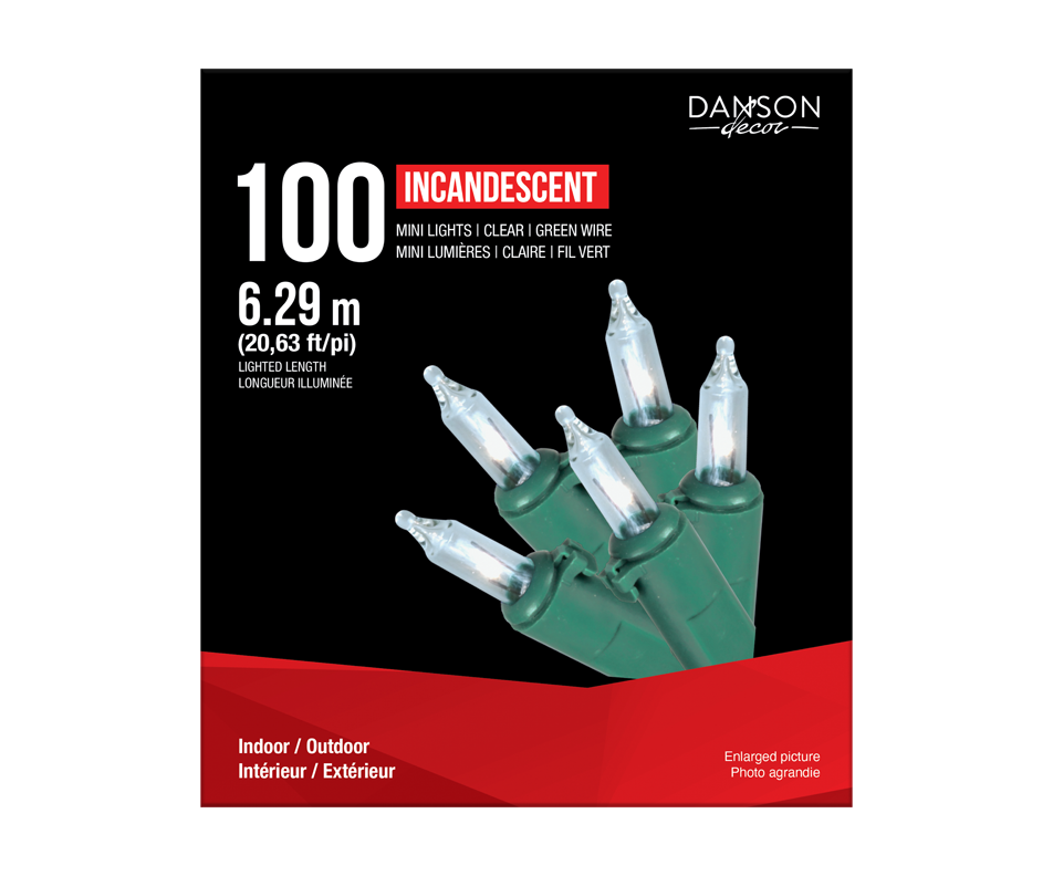 100 Mini Incandescent Lights, Clear, 100 units Danson Decor Jean Coutu